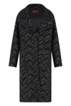 Missoni Chevron Pattern Wool Blend Coat With Long Sleeves In Black