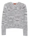 Missoni Striped Lightweight Crew Neck Knit Sweater In Black