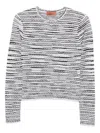Missoni Striped Lightweight Crew Neck Knit Sweater In Gray