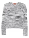 Missoni Striped Lightweight Crew Neck Knit Sweater In White