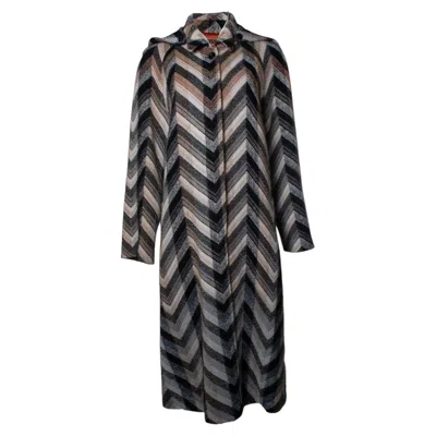 Pre-owned Missoni , Wool Blend Hooded Coat In Black