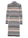 Missoni Midi Dress With Chevron Design And Long Sleeves In Gray