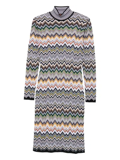 Missoni Wool Blend Midi Dress In Brown