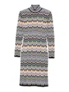 Missoni Midi Dress With Chevron Design And Long Sleeves In Multi