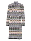 Missoni Zig-zag Long Sleeved Midi Dress In Multi