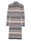 Missoni Midi Dress With Chevron Design And Long Sleeves In Multi