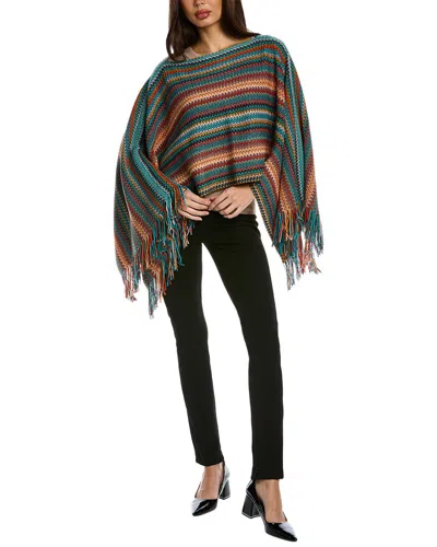 Missoni Wool-blend Poncho In Blue