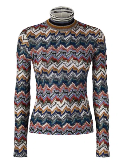 Missoni Wool Blend Roll-neck Sweater In Multi