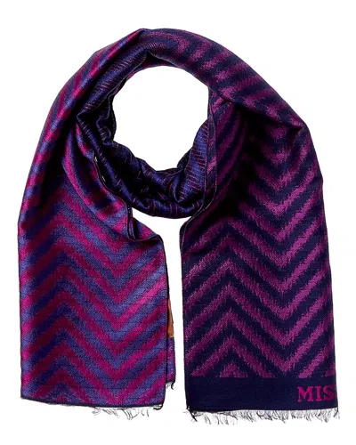 Missoni Wool-blend Scarf In Purple