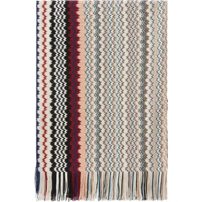 Missoni Wool Blend Shawl With Fringes In Neutral