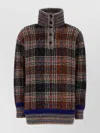 Missoni High-neck Sweater With Check Pattern In Brown