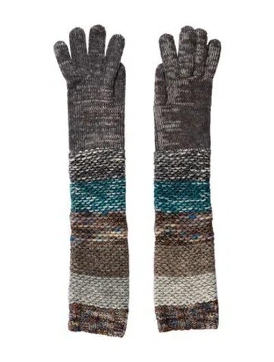 Pre-owned Missoni Wool Colorblock Gloves In Gray