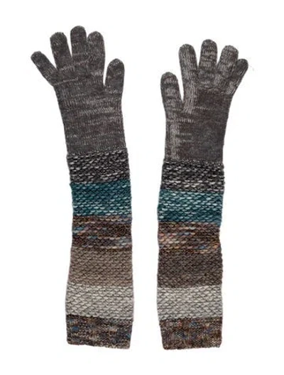 Pre-owned Missoni Wool Colorblock Gloves In Grey