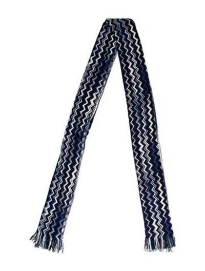 Pre-owned Missoni Wool Floral Print Scarf In Blue