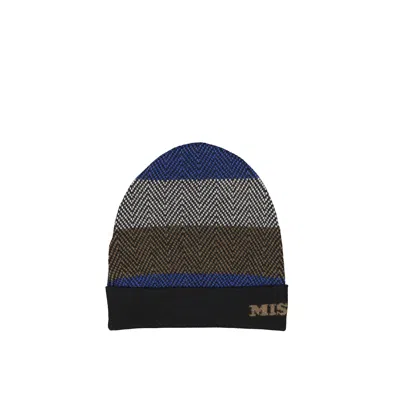 Missoni Chevron-knit Striped Beanie Hat In Multi