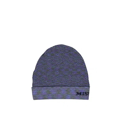 Missoni Logo Detail Beanie In Purple