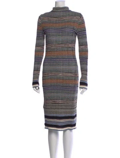 Pre-owned Missoni Wool Knee-length Dress In Blue