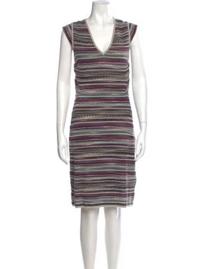 Pre-owned Missoni Wool Knee-length Dress In Purple