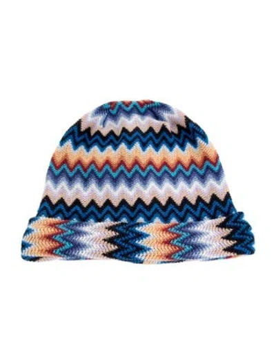 Pre-owned Missoni Wool Knit Beanie In Blue