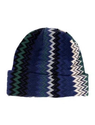 Pre-owned Missoni Wool Knit Beanie In Blue