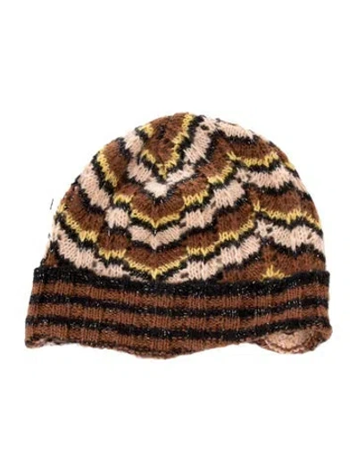 Pre-owned Missoni Wool Knit Beanie In Brown