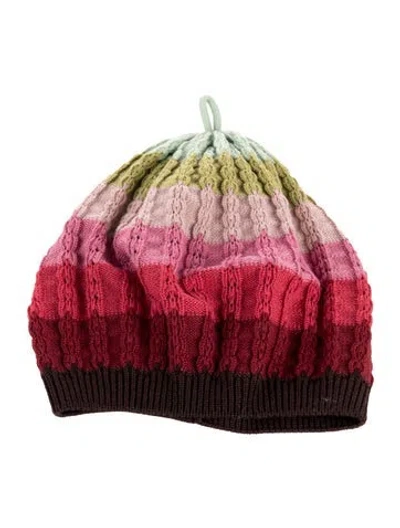 Pre-owned Missoni Wool Knit Beanie W/tags In Green/pink