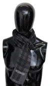 Missoni Wool Knit Plaid Unisex Neck Wrap Shawl Men's Scarf In Grey