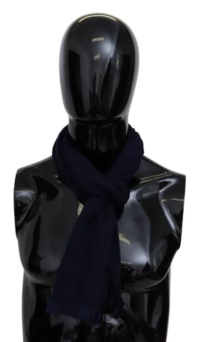 Missoni Wool Knit Unisex Neck Wrap Men's Scarf In Blue