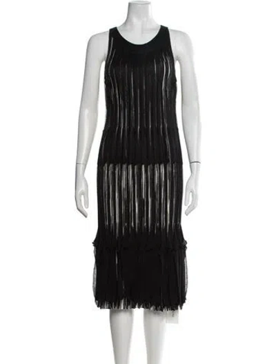 Pre-owned Missoni Wool Midi Length Dress In Black