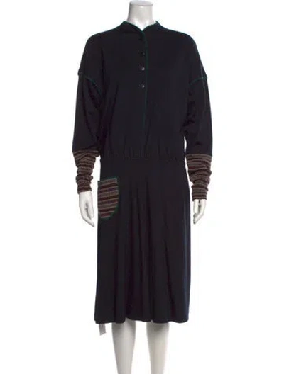 Pre-owned Missoni Wool Midi Length Dress In Black