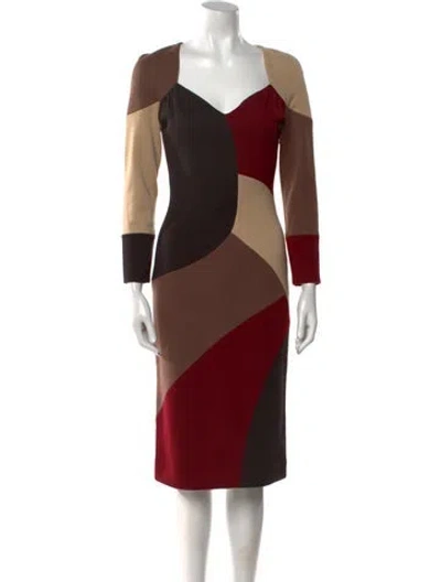 Pre-owned Missoni Wool Midi Length Dress In Brown