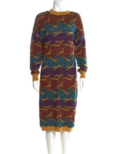 Pre-owned Missoni Wool Midi Length Dress In Brown
