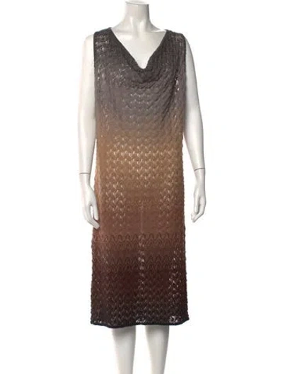 Pre-owned Missoni Wool Midi Length Dress In Brown