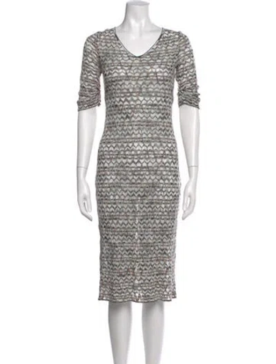 Pre-owned Missoni Wool Midi Length Dress In Neutral