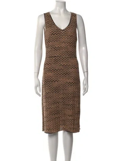 Pre-owned Missoni Wool Midi Length Dress In Neutrals