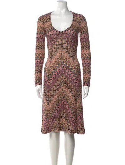 Pre-owned Missoni Wool Midi Length Dress In Pink