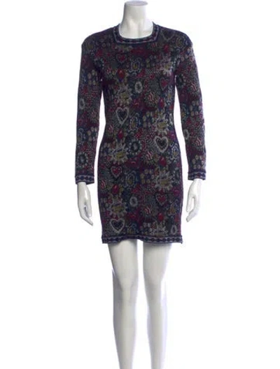 Pre-owned Missoni Wool Mini Dress In Blue