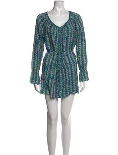 Pre-owned Missoni Wool Mini Dress In Blue/green