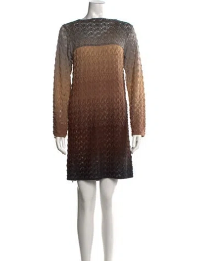 Pre-owned Missoni Wool Mini Dress In Brown