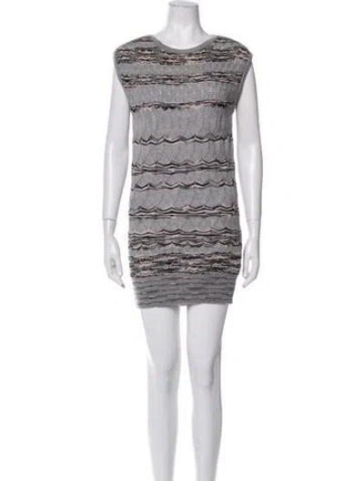 Pre-owned Missoni Wool Mini Dress In Gray