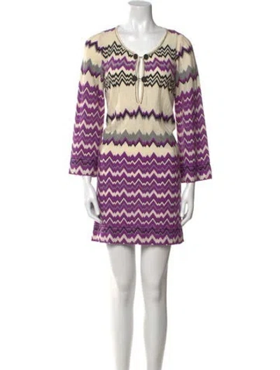 Pre-owned Missoni Wool Mini Dress In Purple