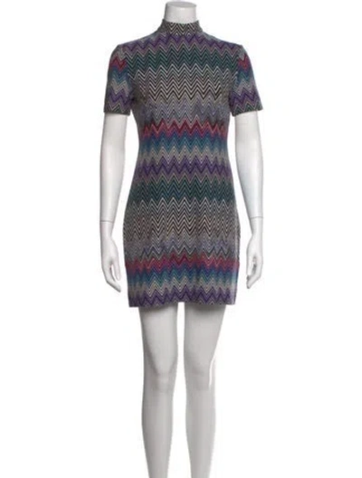 Pre-owned Missoni Wool Mini Dress In Purple