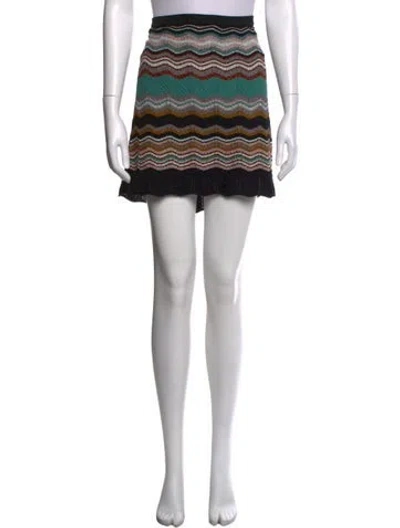 Pre-owned Missoni Wool Mini Skirt In Green/metallic