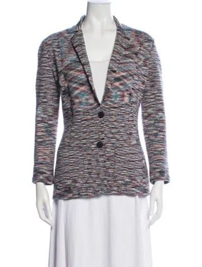 Pre-owned Missoni Wool Patterned Blazer In White