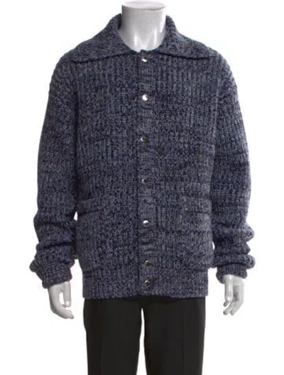 Pre-owned Missoni Wool Patterned Cardigan In Blue