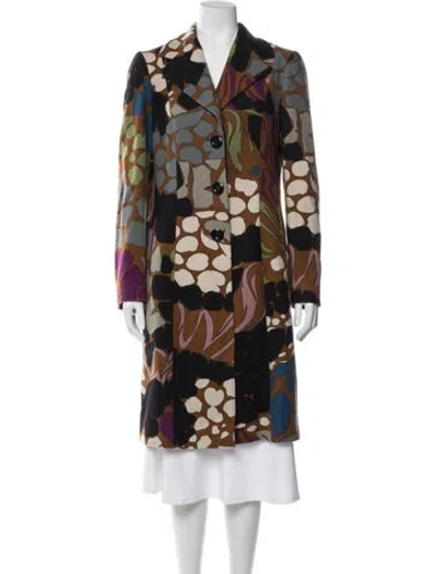 Pre-owned Missoni Wool Patterned Coat In Brown