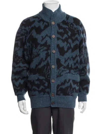 Pre-owned Missoni Wool Patterned Jacket In Blue