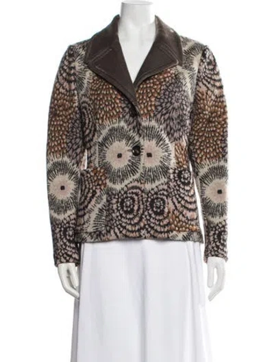 Pre-owned Missoni Wool Patterned Jacket In Brown