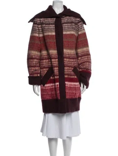 Pre-owned Missoni Wool Patterned Jacket In Burgundy