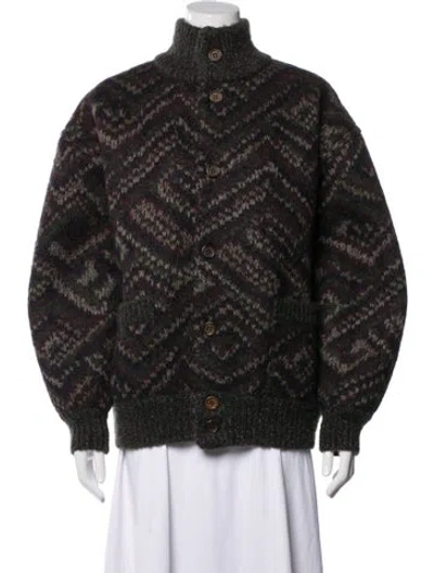 Pre-owned Missoni Wool Patterned Jacket In Green